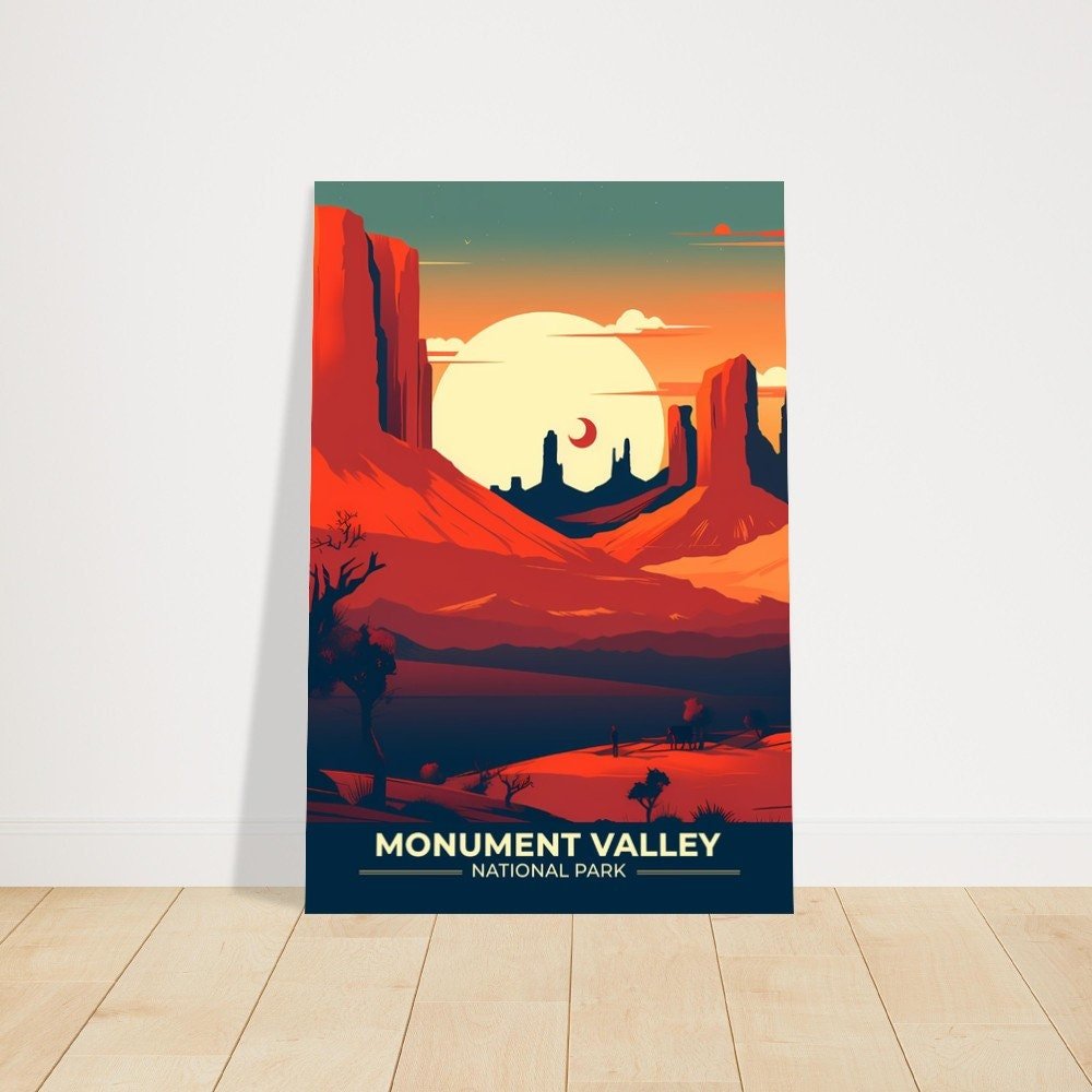 Print Monument Valley Poster Utah-Arizona Border Poster Drive Scenic Routes Wall Decor Red Desert Landscape Art Print USA