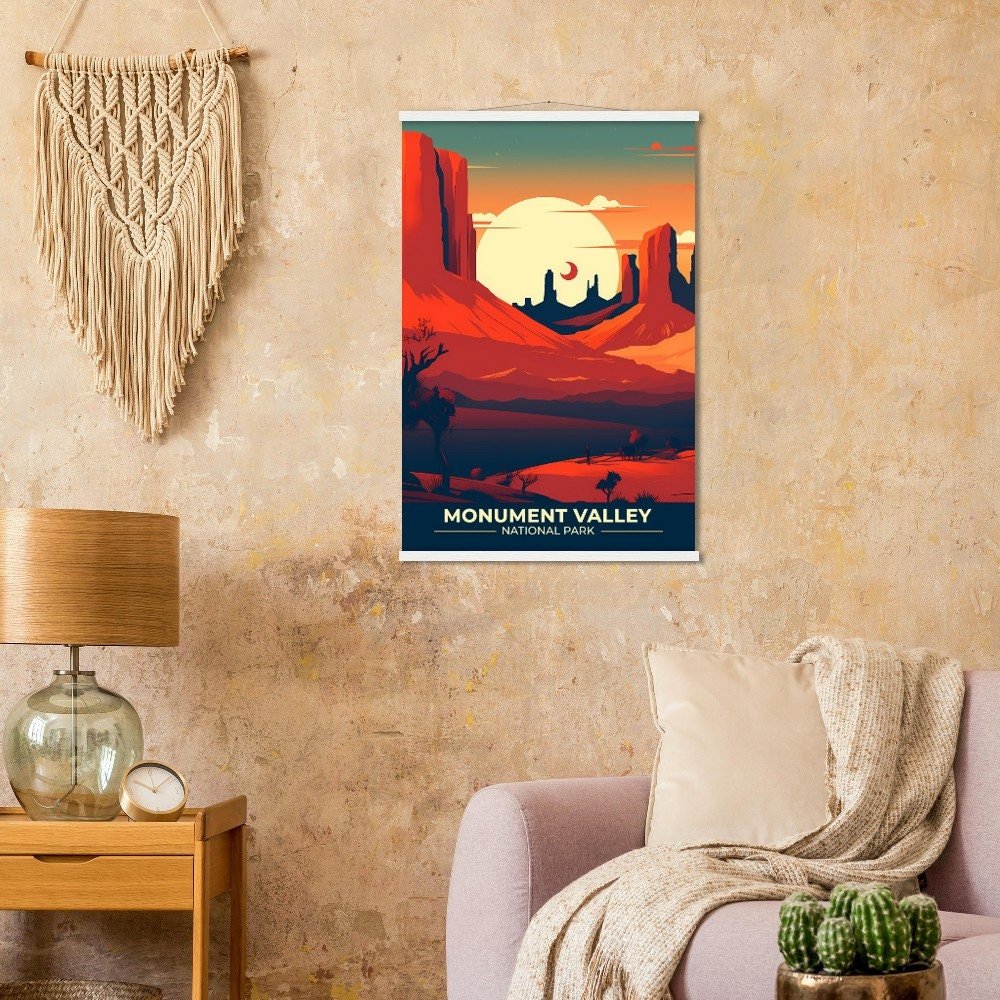 Print Monument Valley Poster Utah-Arizona Border Poster Drive Scenic Routes Wall Decor Red Desert Landscape Art Print USA