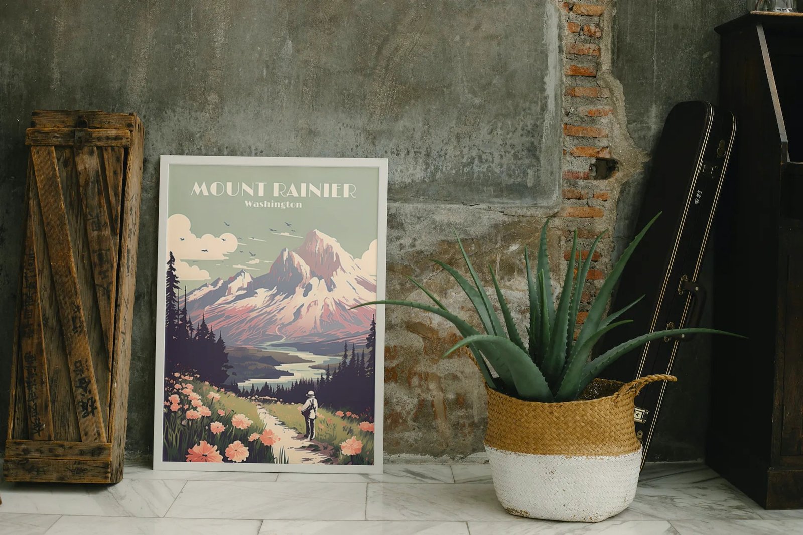 Poster Mount Rainier Travel Poster Print Washington's Peak Wall Art USA Home Decor mount hike Art Print USA