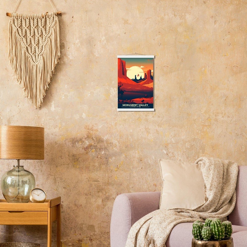 Print Monument Valley Poster Utah-Arizona Border Poster Drive Scenic Routes Wall Decor Red Desert Landscape Art Print USA