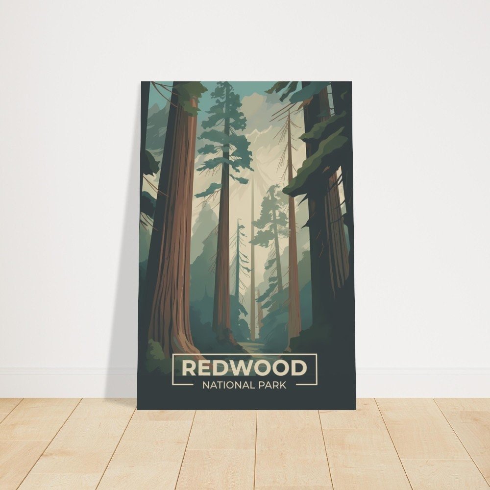 Print Redwood National Park Poster California National Park California Poster Hike Tall Trees Wall Decor Ancient Forest Art Print USA
