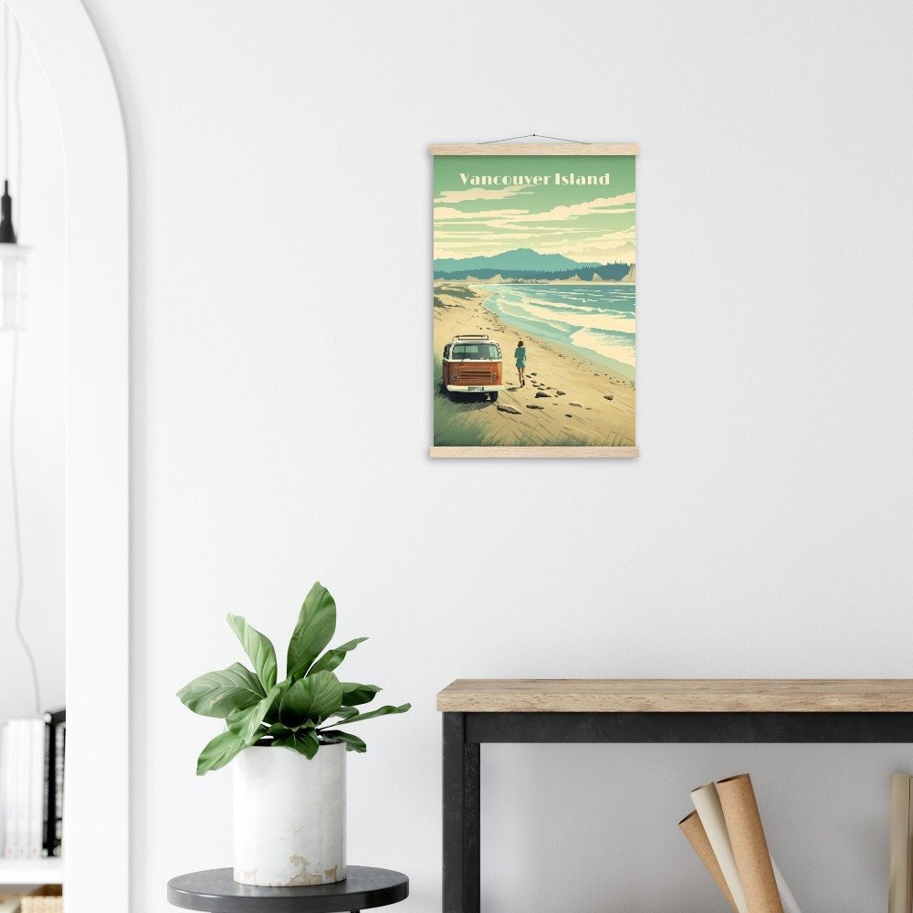 Print Vancouver Island Poster British Columbia Poster Van Adventure Wall Decor Sandy Beach Art Print Canada