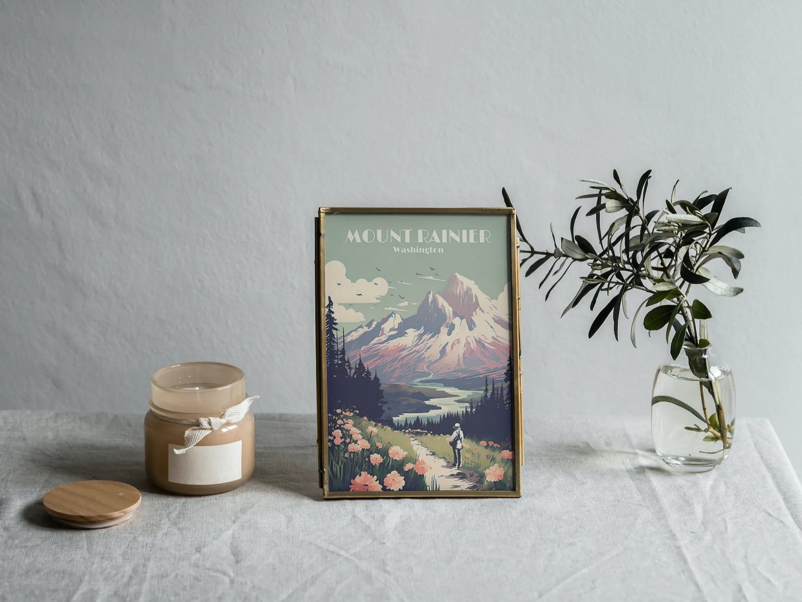 Poster Mount Rainier Travel Poster Print Washington's Peak Wall Art USA Home Decor mount hike Art Print USA