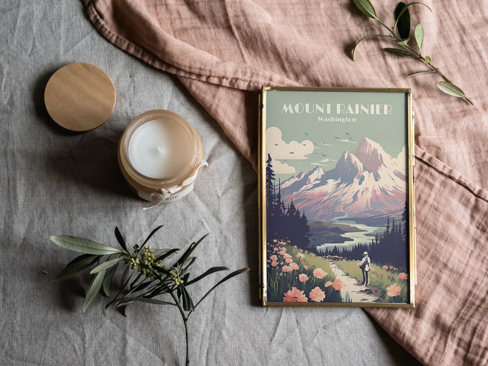 Poster Mount Rainier Travel Poster Print Washington's Peak Wall Art USA Home Decor mount hike Art Print USA