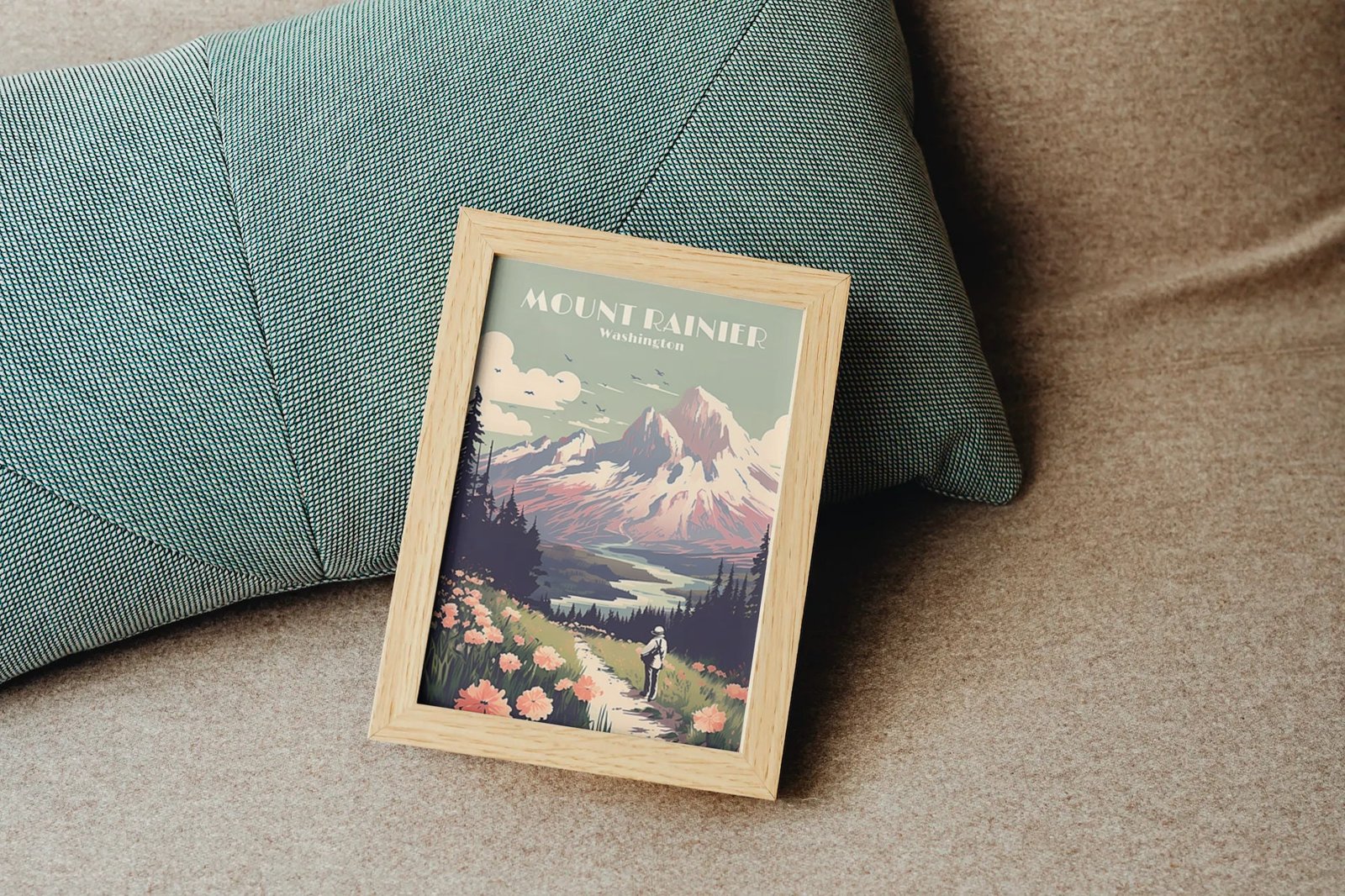 Poster Mount Rainier Travel Poster Print Washington's Peak Wall Art USA Home Decor mount hike Art Print USA
