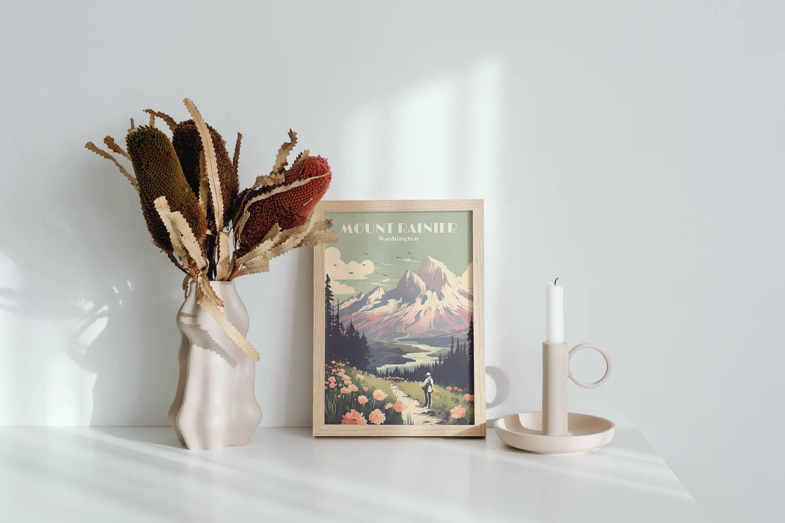 Poster Mount Rainier Travel Poster Print Washington's Peak Wall Art USA Home Decor mount hike Art Print USA