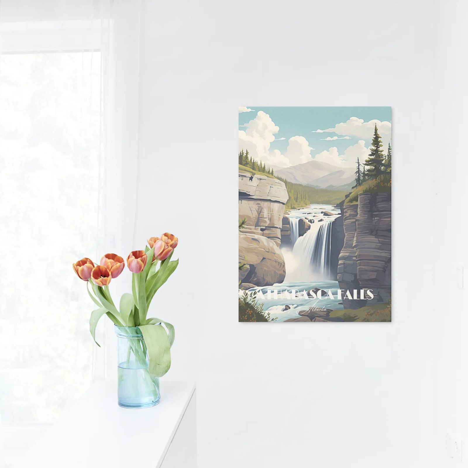 Print Athabasca Falls Poster Jasper National Park Alberta Poster Canadian Waterfall Print Alberta Wall Decor Jasper National Park Art Print