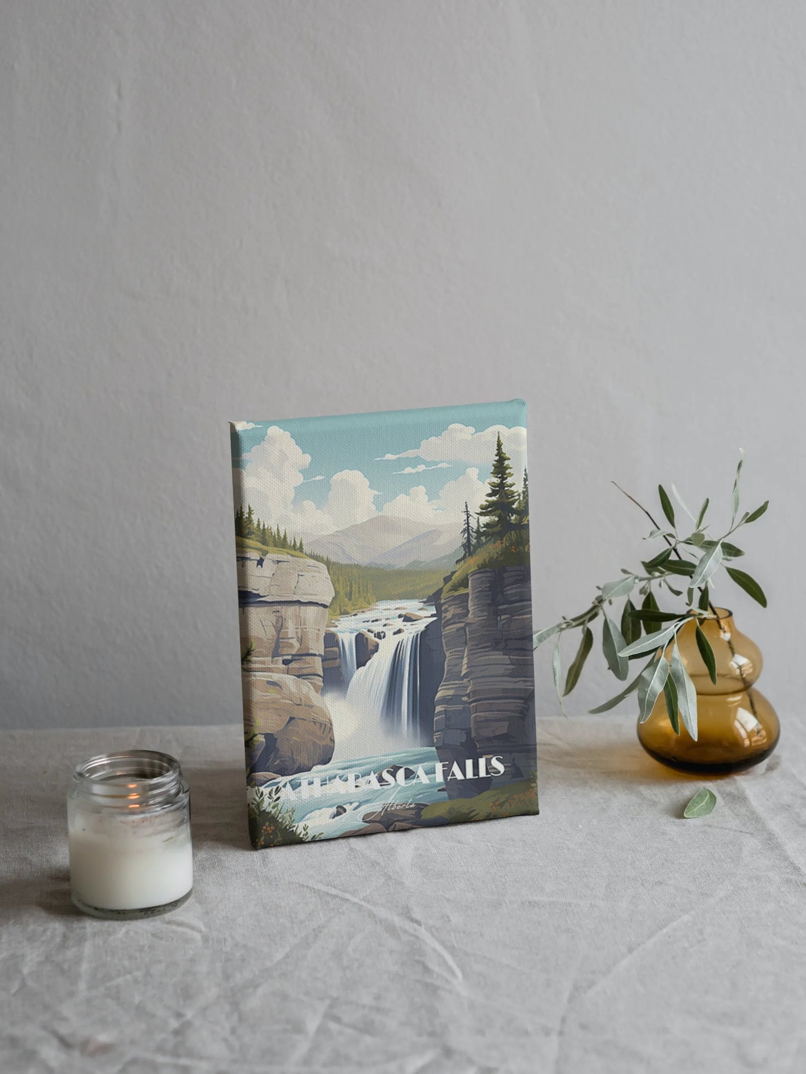 Print Athabasca Falls Poster Jasper National Park Alberta Poster Canadian Waterfall Print Alberta Wall Decor Jasper National Park Art Print