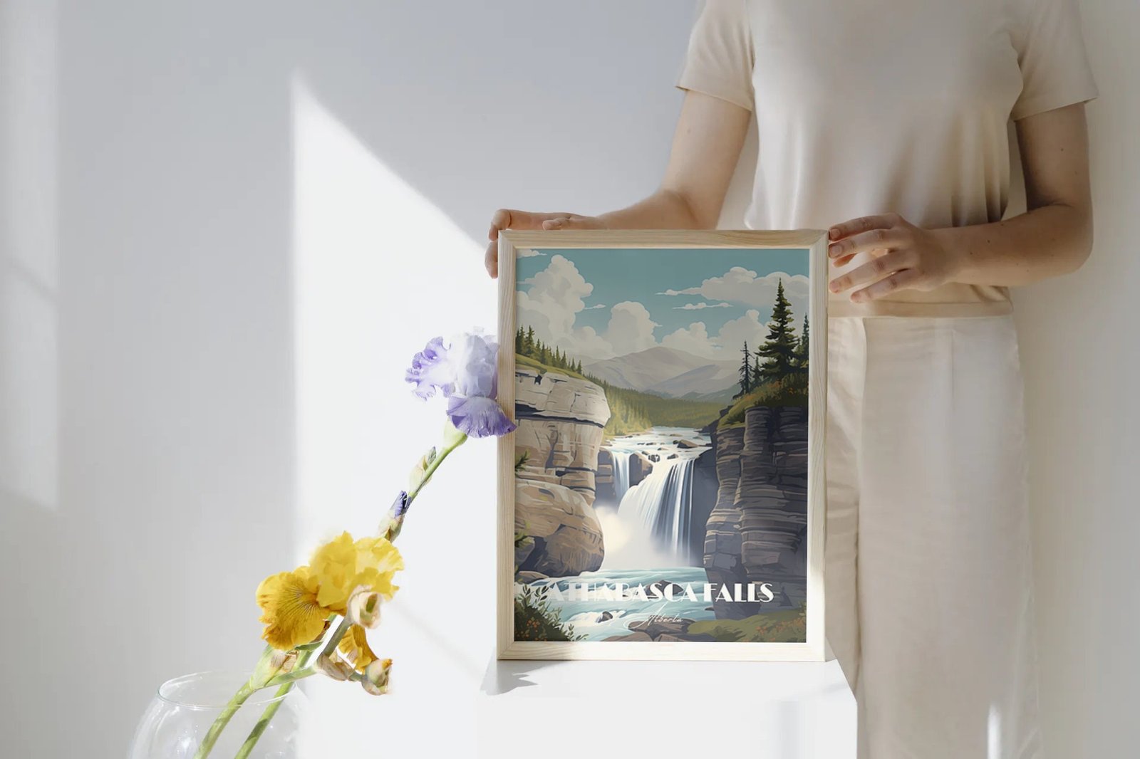 Print Athabasca Falls Poster Jasper National Park Alberta Poster Canadian Waterfall Print Alberta Wall Decor Jasper National Park Art Print