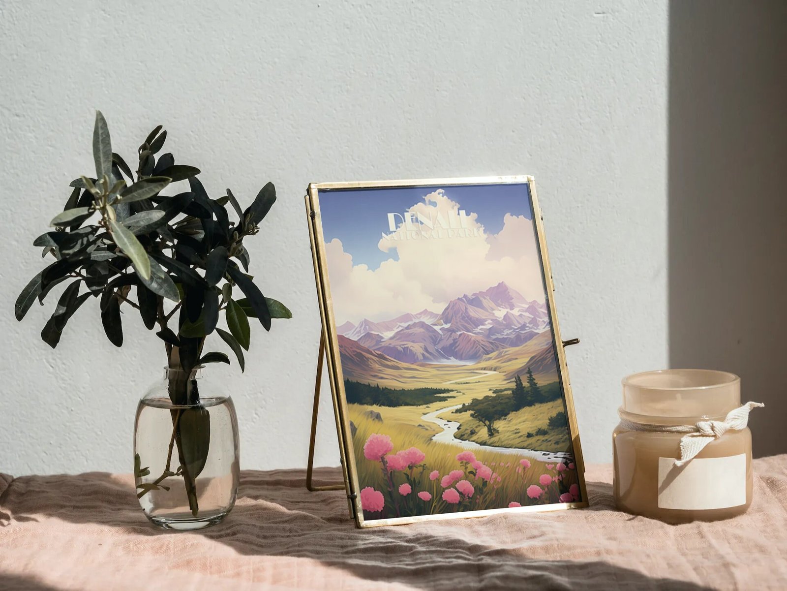 Poster Denali National Park Print Alaska USA Poster National Park Alaska Wall Decor Denali Art Print Autumn Mont Lake Print
