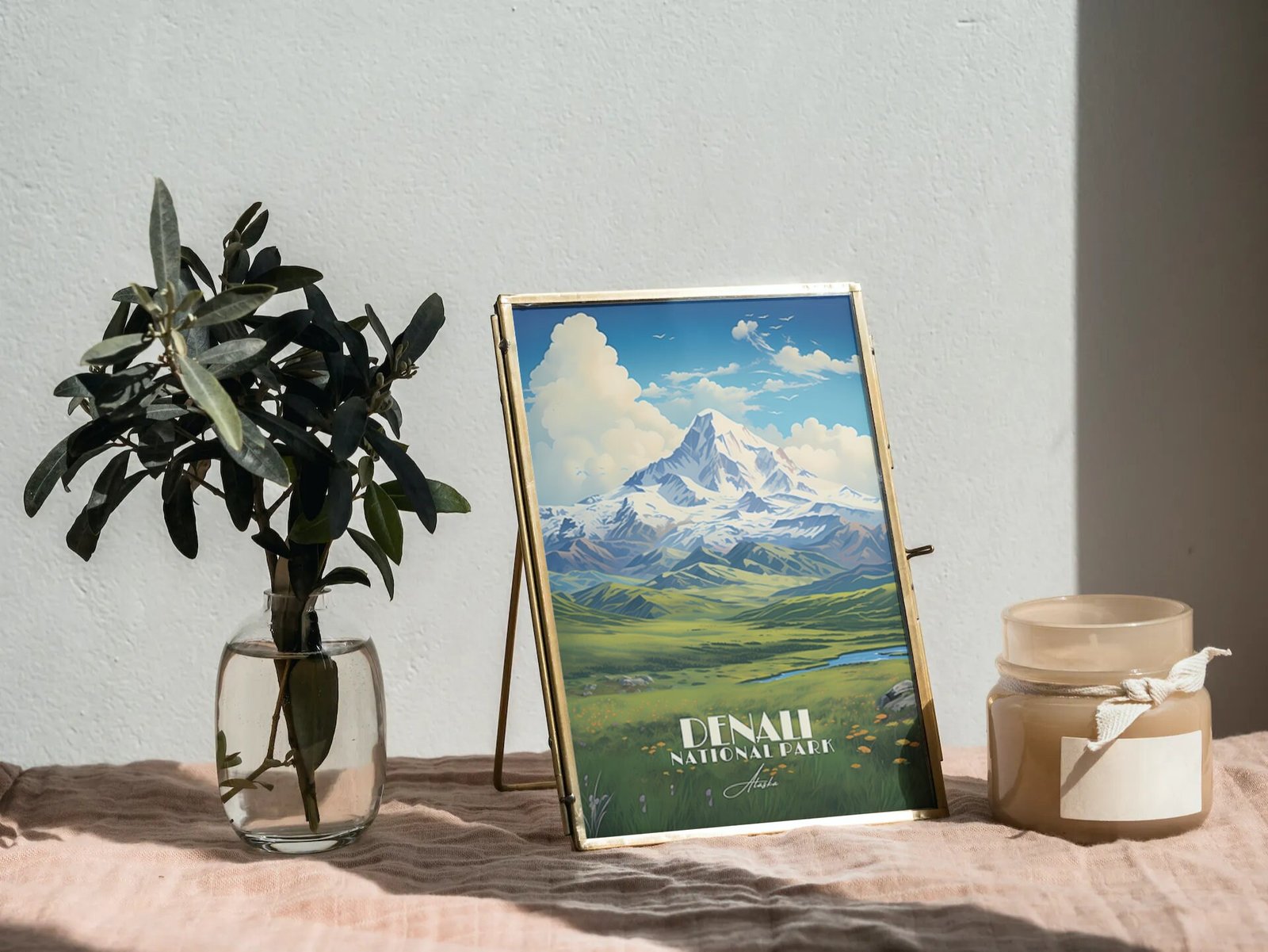 Poster Denali National Park Print Alaska USA Poster National Park Alaska Wall Decor Denali Art Print Autumn Mont Lake Print