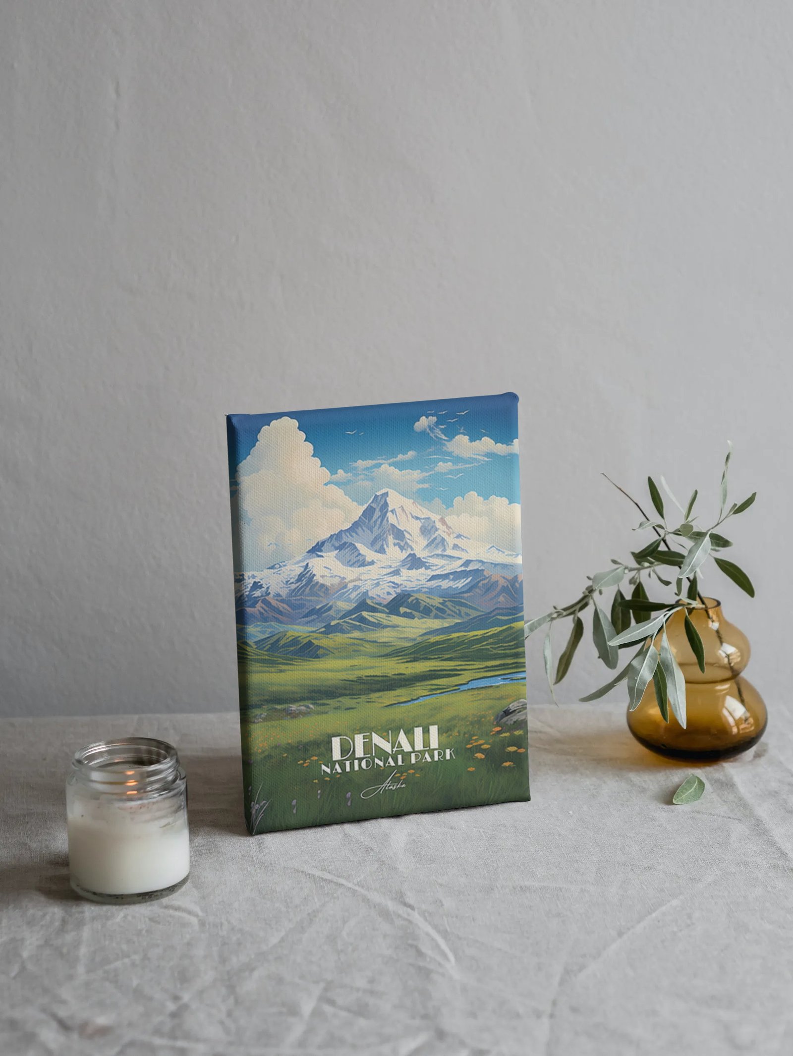Poster Denali National Park Print Alaska USA Poster National Park Alaska Wall Decor Denali Art Print Autumn Mont Lake Print