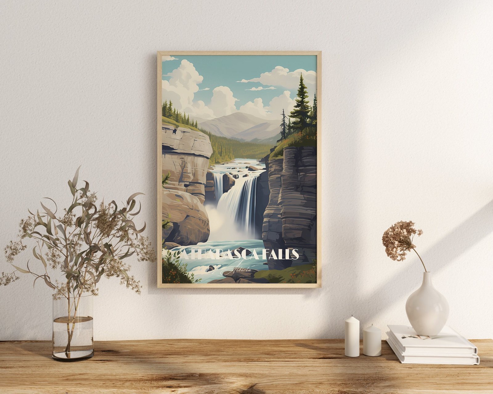 Print Athabasca Falls Poster Jasper National Park Alberta Poster Canadian Waterfall Print Alberta Wall Decor Jasper National Park Art Print