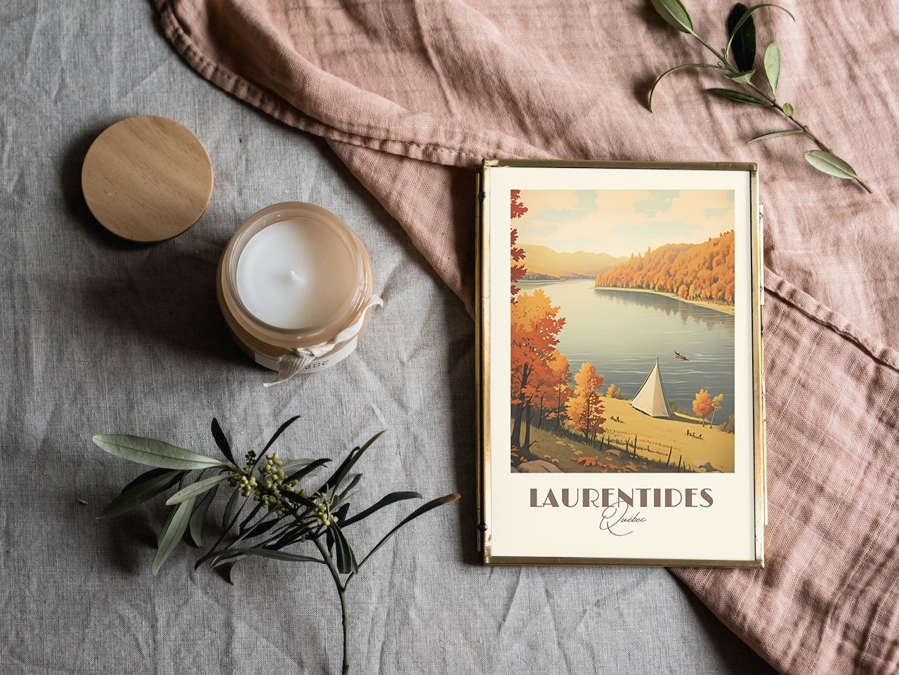 Print Laurentides Quebec Poster Scenic Nature Views Wall Decor Laurentian Mountains Art Hike Print Canada Walk Fall Tree vintage