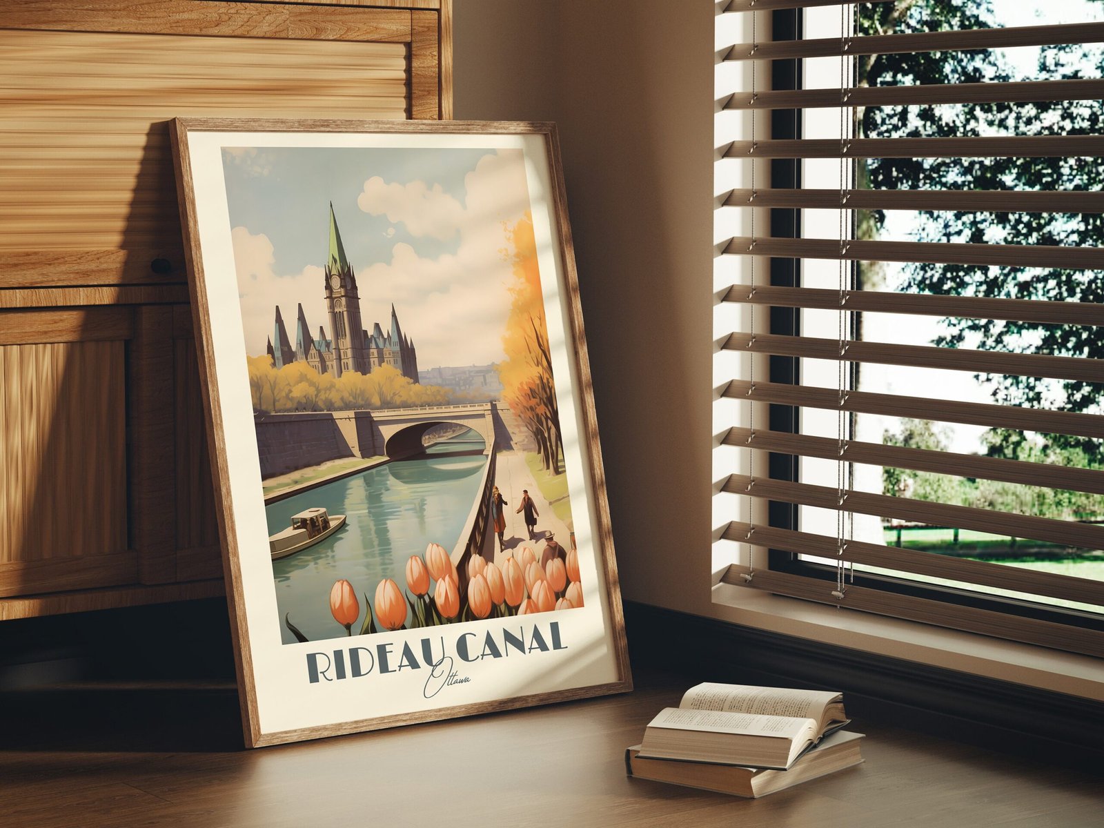 Print Ottawa Canal Rideau Poster, Wall Decor Canadian Capital Art Print Canada poster Ontario, Skating, Cycling, vintage poster