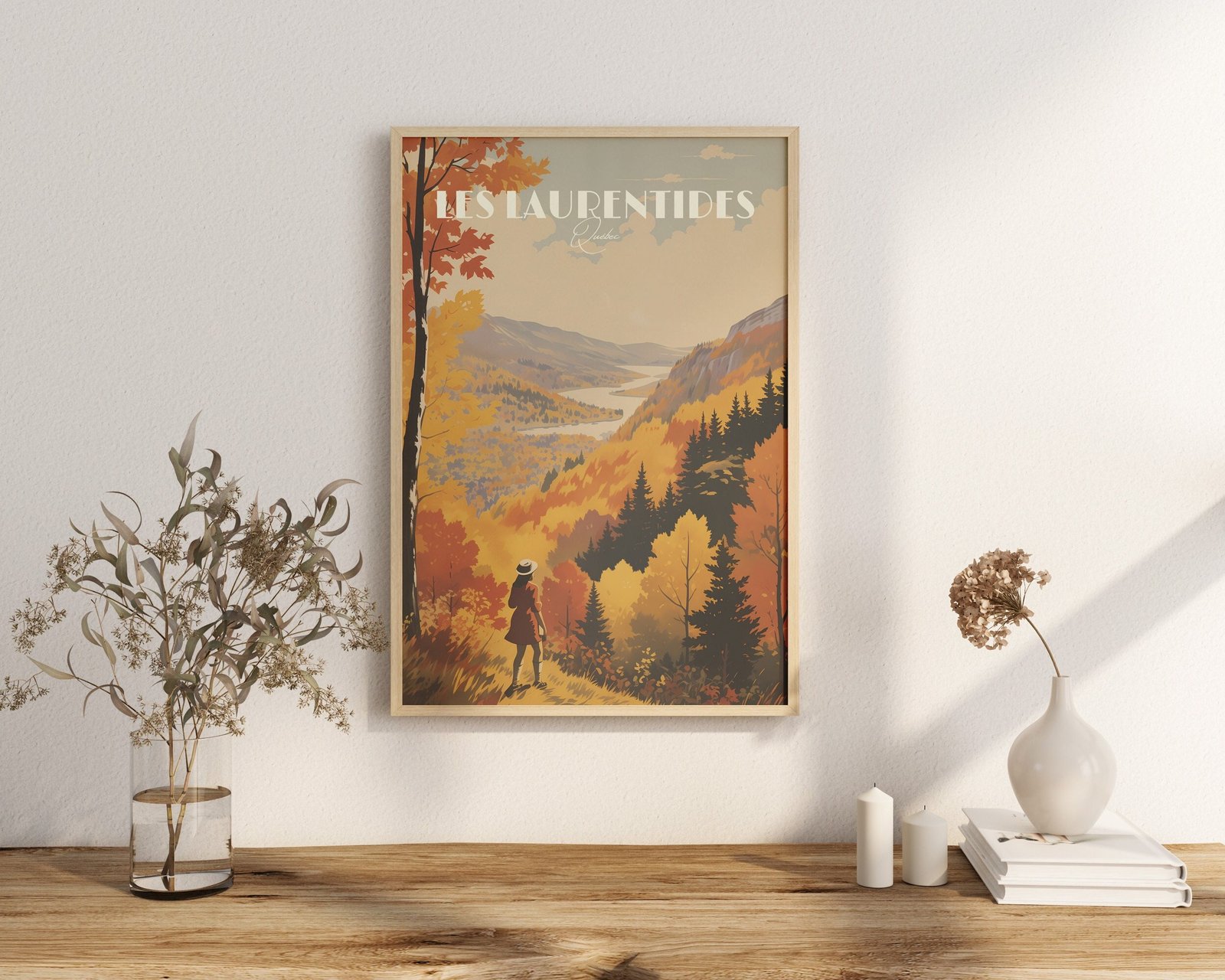 Print Laurentides Quebec Poster Wall Decor Laurentian Mountains Art Print Canada Quebec - Skiing, Hike fall print camping vintage poster