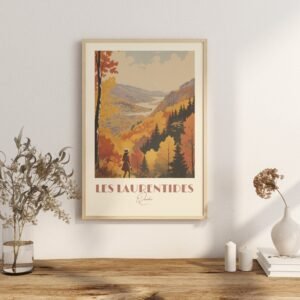 Print Laurentides Quebec Poster Wall Decor Laurentian Mountains Art Print Canada Quebec - Skiing, Hike fall print camping vintage poster