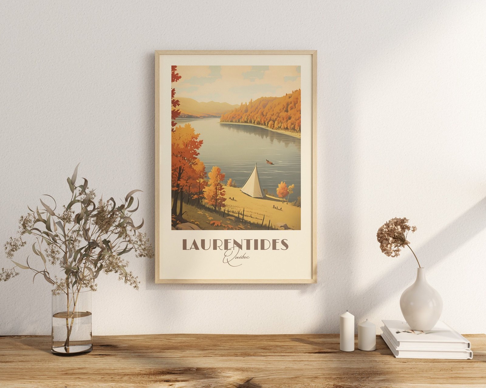 Print Laurentides Quebec Poster Scenic Nature Views Wall Decor Laurentian Mountains Art Hike Print Canada Walk Fall Tree vintage