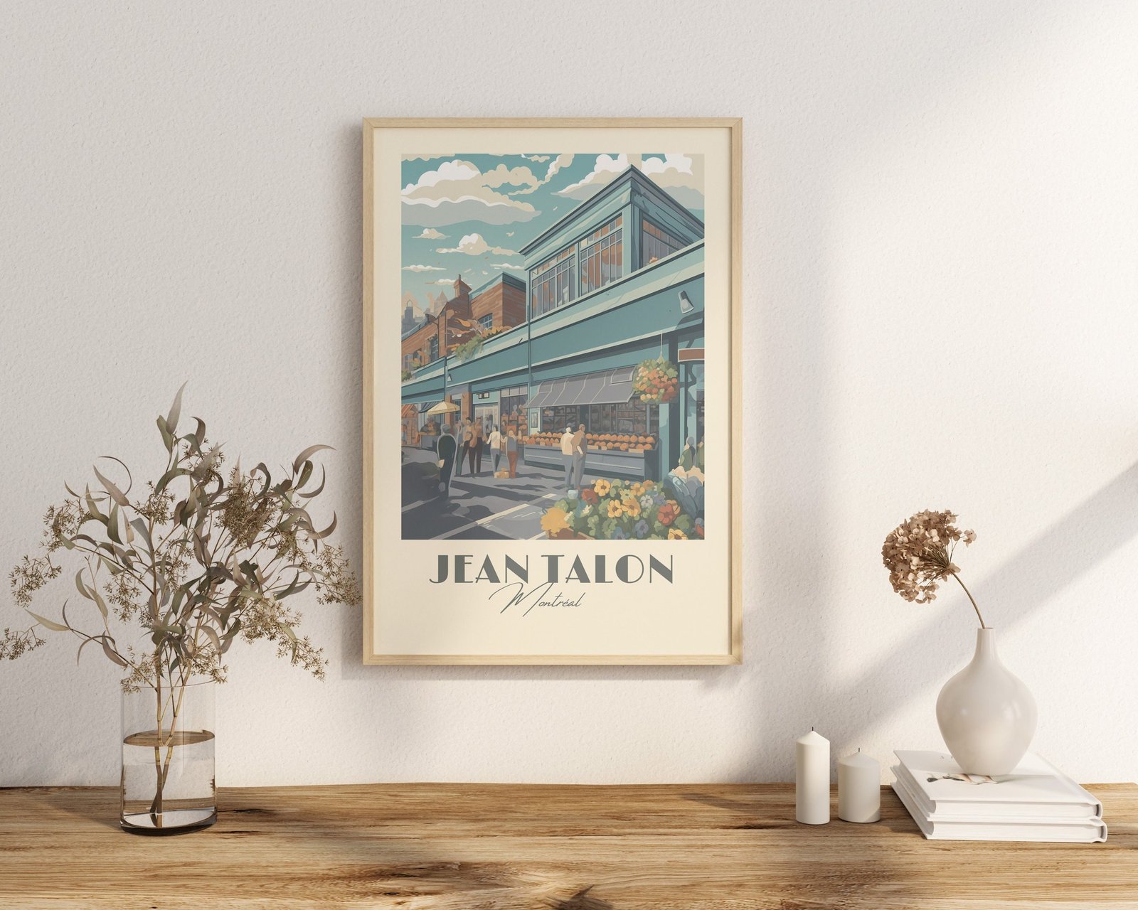 Print Market Jean Talon, Montreal Poster Vibrant Market Scene Wall Decor Local Culture Art Marché Print Jean Talon Canada vintage