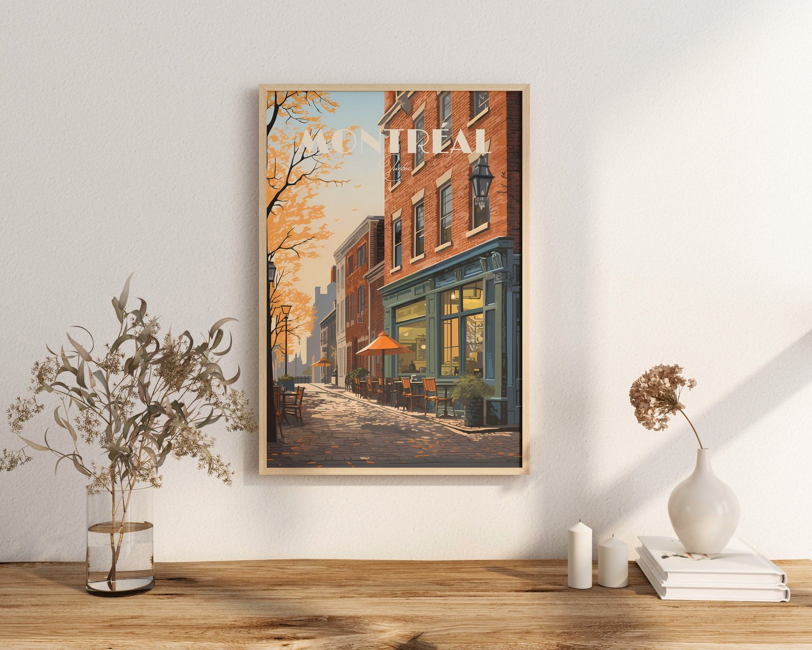 Print Montreal Quebec Plateau Mont-Royal Duluth Square Saint Louis Historic Street Restaurant Duplex Poster Print maple Leaf Fall Quebec