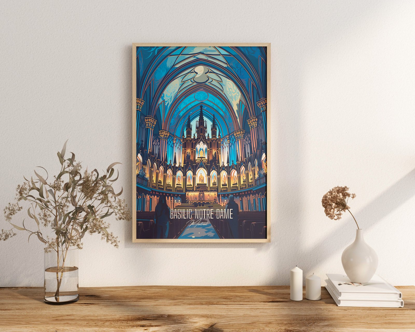 Print Basilic Notre Dame Montreal Quebec Light Show Candlelight AURA Concert Print Cathedral Church Poster Quebec Canada