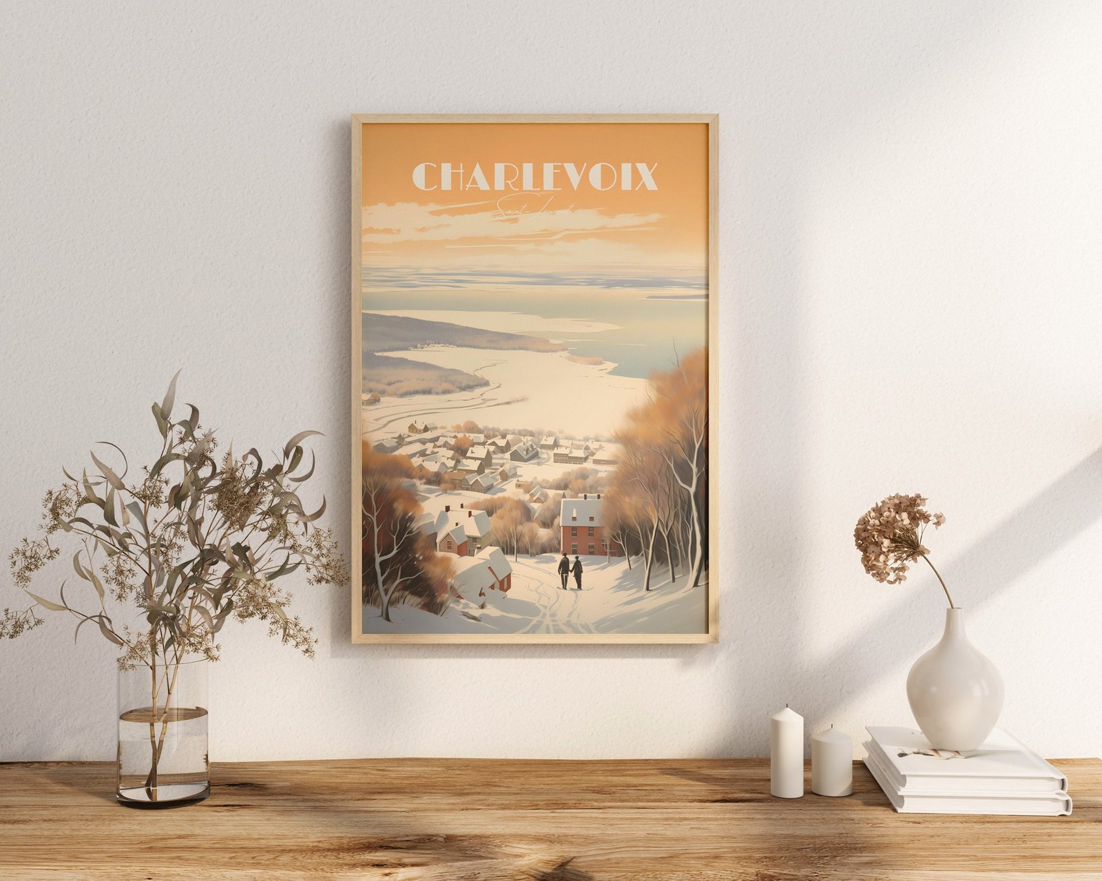 Print Charlevoix Poster Québec Saint Laurent Hike Winter Art Snow River Sentier des Caps Village Poster Canada