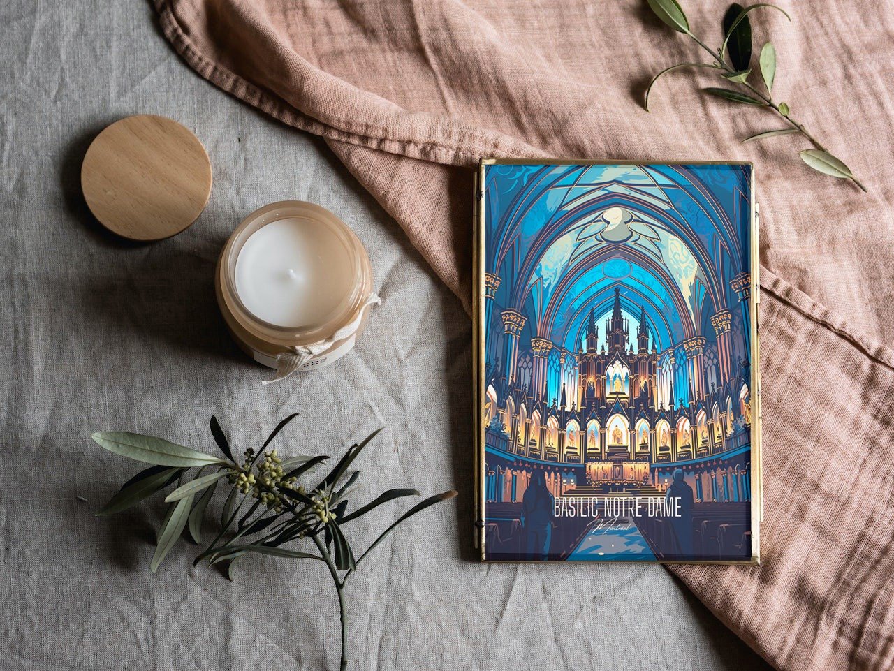 Print Basilic Notre Dame Montreal Quebec Light Show Candlelight AURA Concert Print Cathedral Church Poster Quebec Canada
