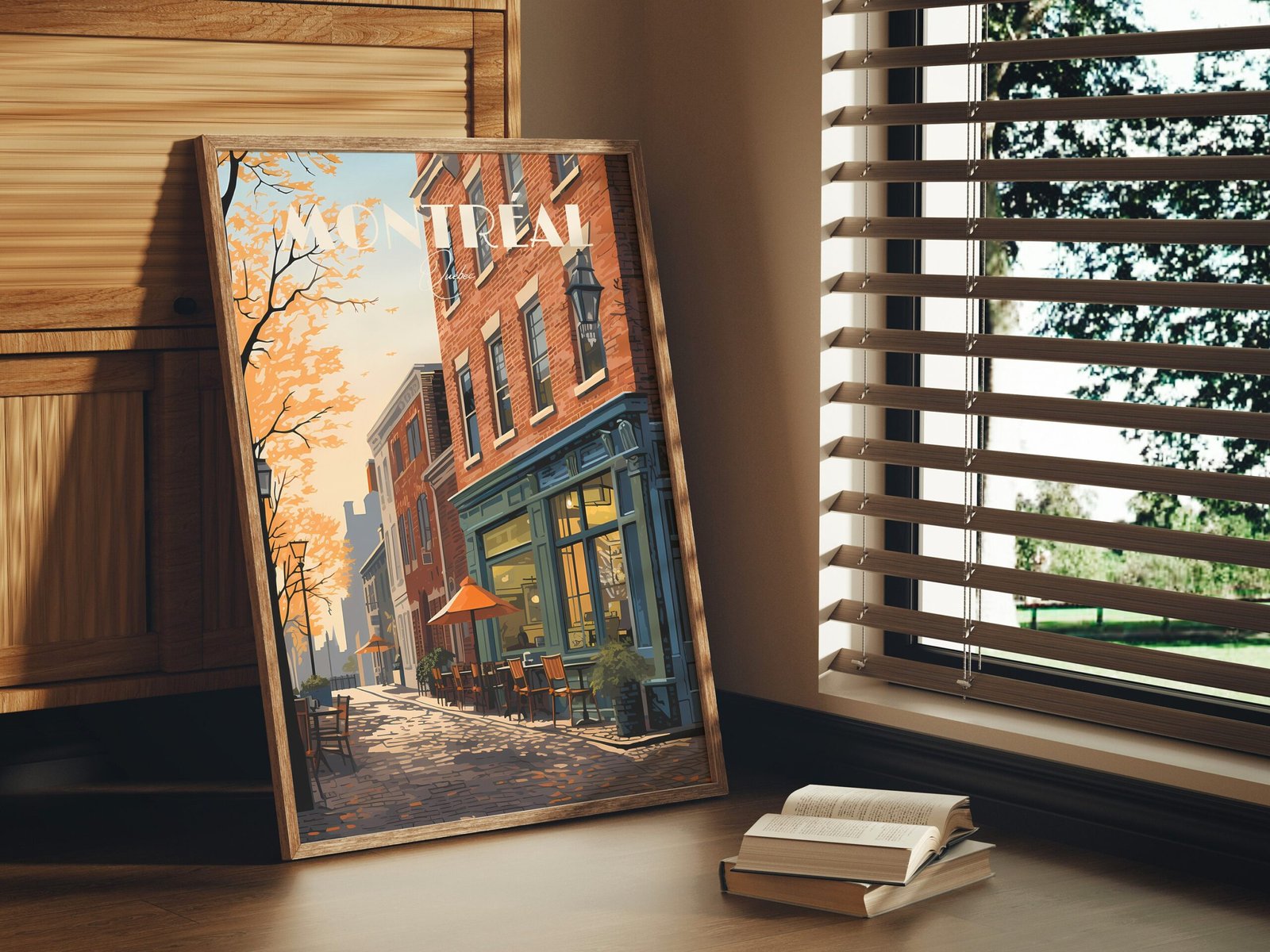 Print Montreal Quebec Plateau Mont-Royal Duluth Square Saint Louis Historic Street Restaurant Duplex Poster Print maple Leaf Fall Quebec