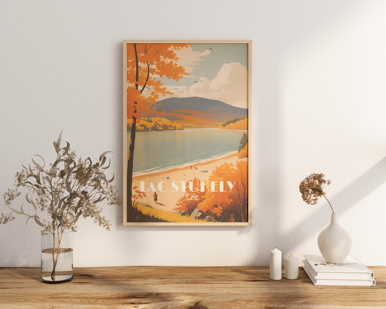 Print Lake Stukely Mount Orford Park Provincial Cantons-de-l'Est Québec Estrie Hike Beach Fall Mountain Poster Print maple Leaf Fall Canada