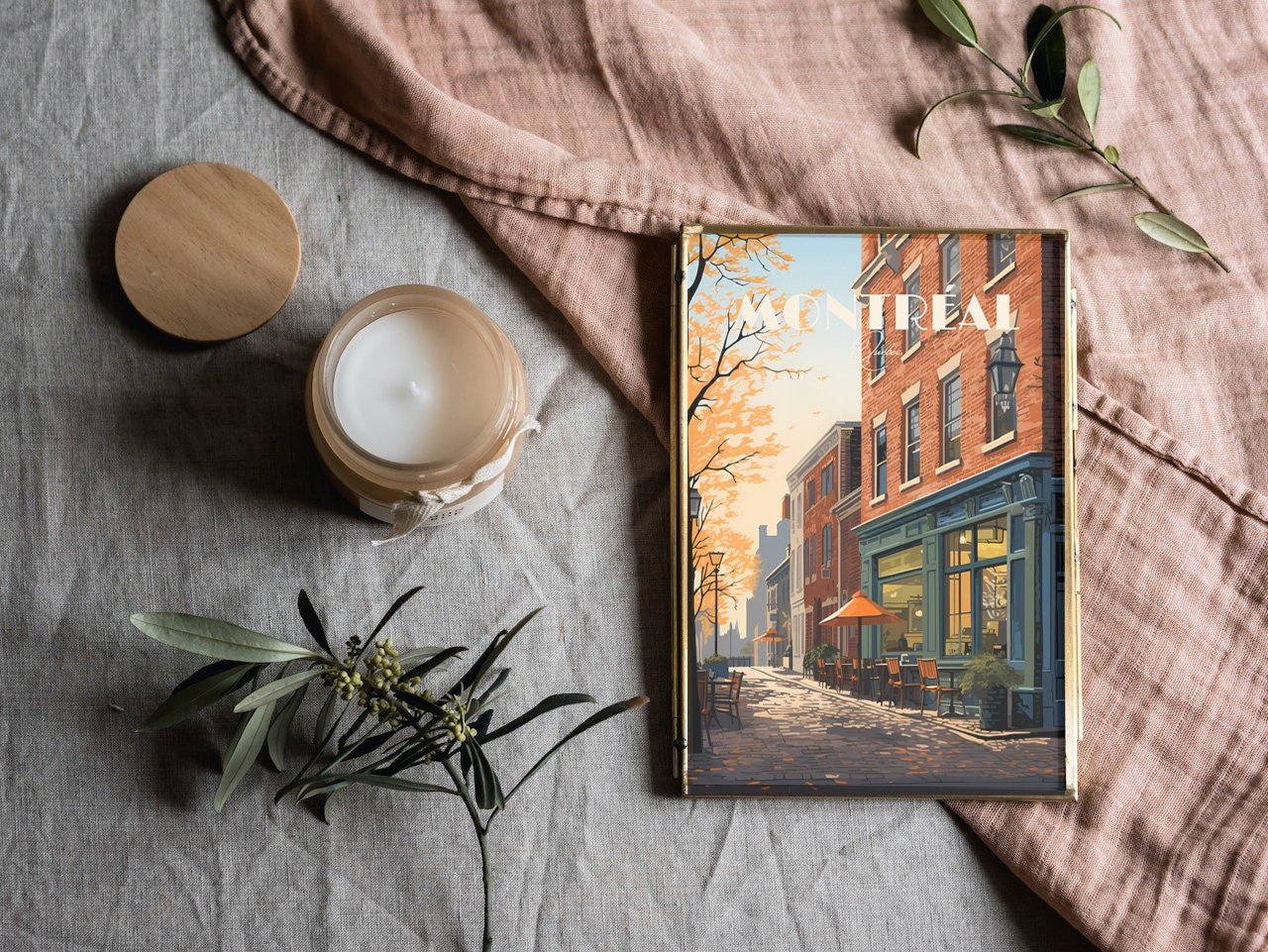 Print Montreal Quebec Plateau Mont-Royal Duluth Square Saint Louis Historic Street Restaurant Duplex Poster Print maple Leaf Fall Quebec