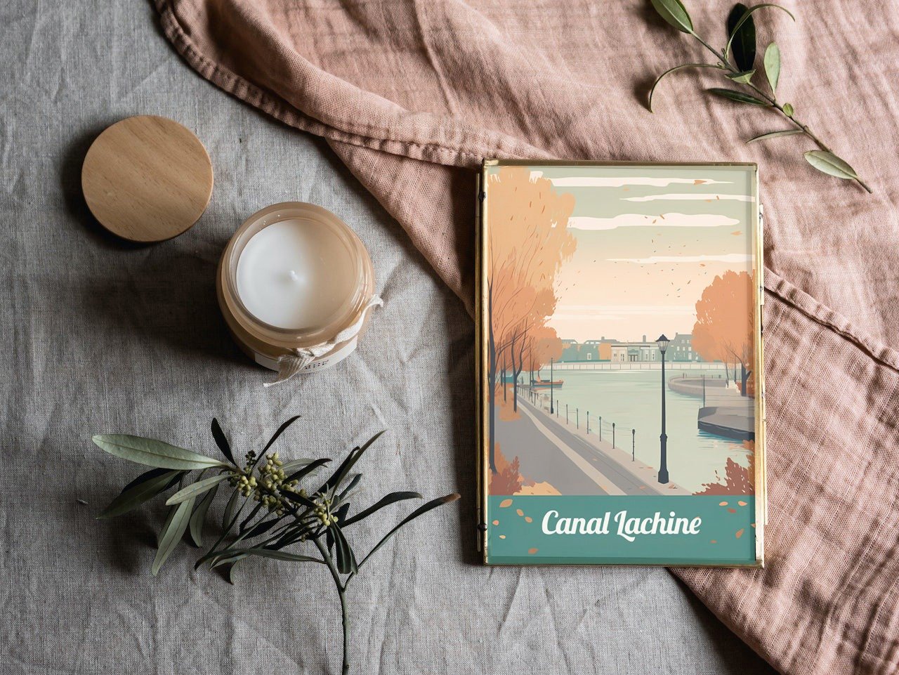 Poster Canal Lachine print Montréal Quebec Travel Poster Scenic Urban Views Art Print Wall Decor River Saint Laurent Griffintown Gifts
