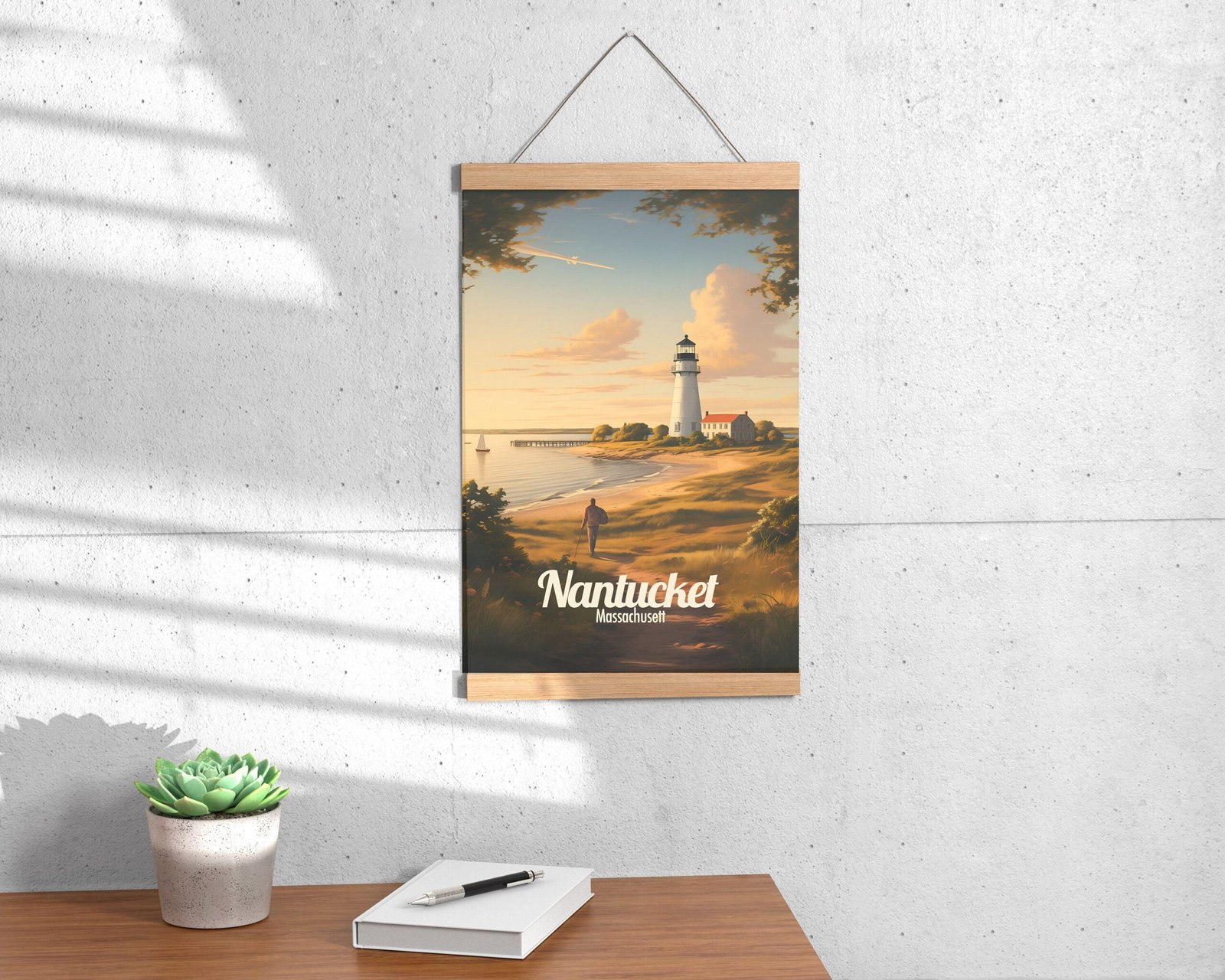 Poster Nantucket print Massachusetts Travel Poster Scenic Coastal Views Art Print Nature Wall Decor Adventure Gifts