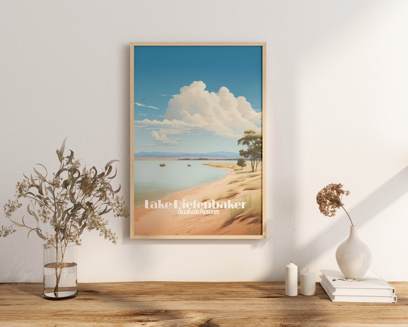 Poster Lake Diefenbaker print Saskatchewan Travel Poster Scenic Nature Views Art Print Wall Decor Adventure Gifts