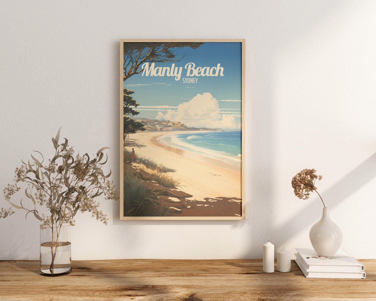 Poster Manly Beach print New South Wales Australia Travel Poster Scenic Coastal Views Art Print Surfing Wall Decor Adventure Gifts