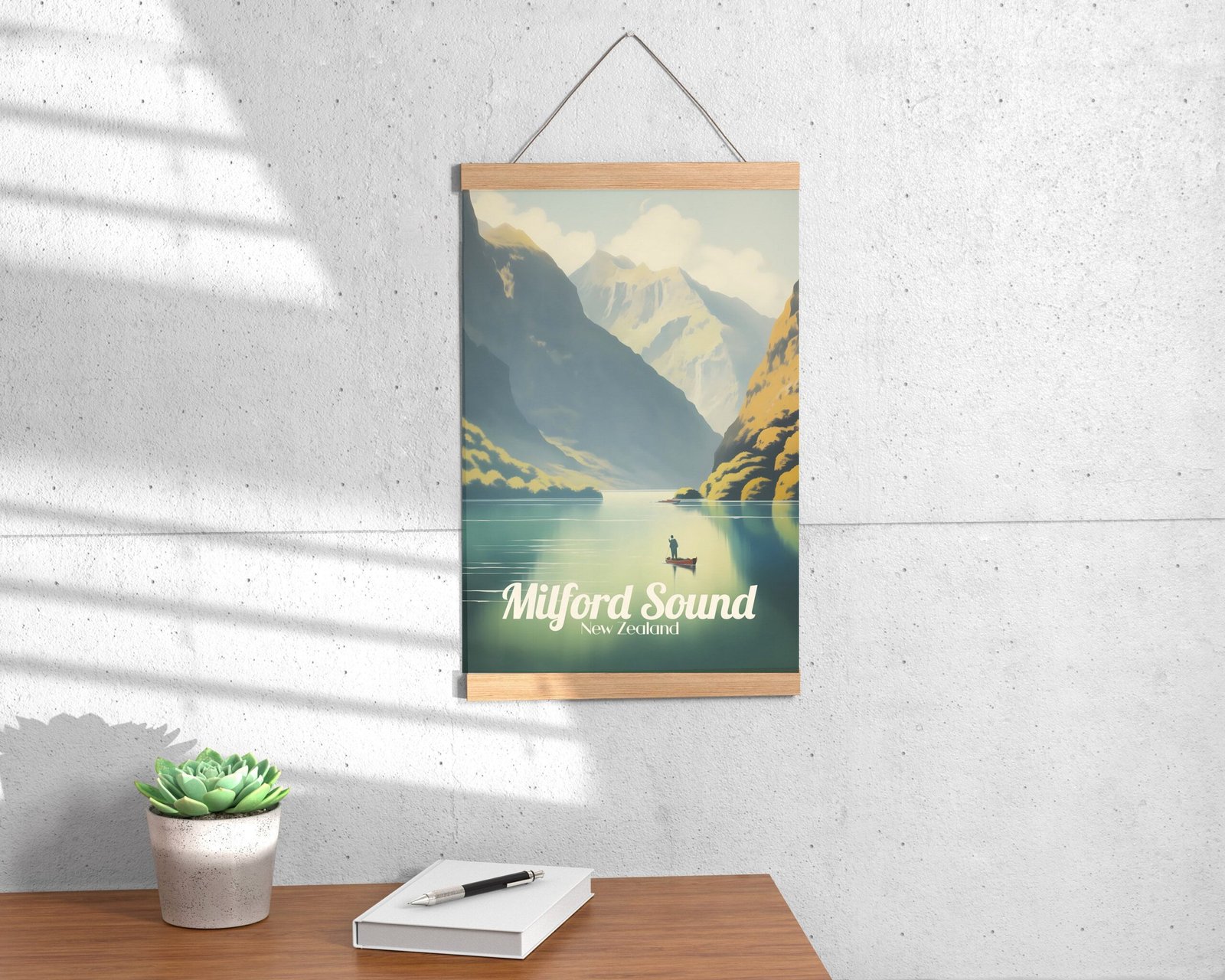 Poster Milford Sound print Fiordland New Zealand Travel Poster Scenic Fjord Views Art Print Nature Wall Decor Adventure Gifts