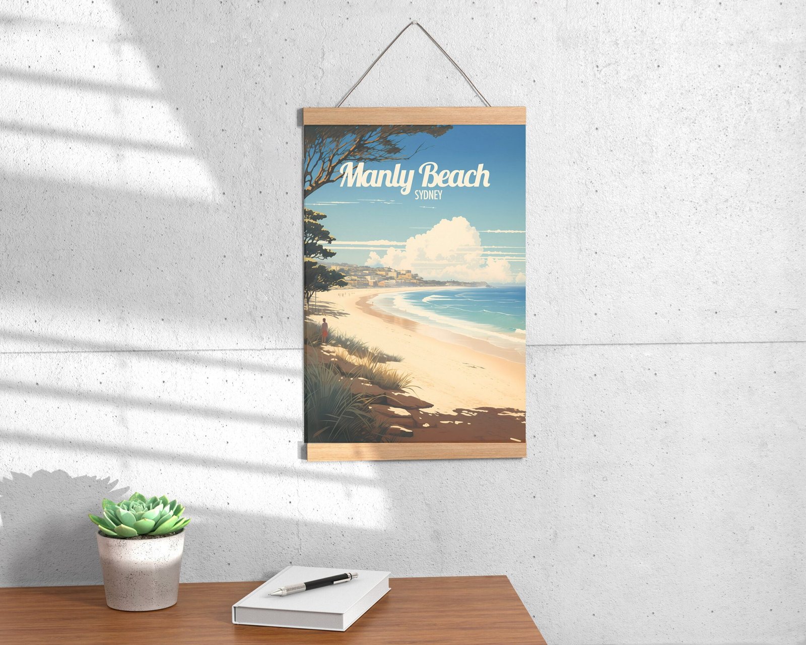Poster Manly Beach print New South Wales Australia Travel Poster Scenic Coastal Views Art Print Surfing Wall Decor Adventure Gifts