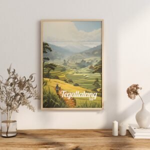Poster Tegallalang print Bali Indonesia Travel Poster Scenic Rice Terraces Art Print Cultural Heritage Wall Decor Gifts