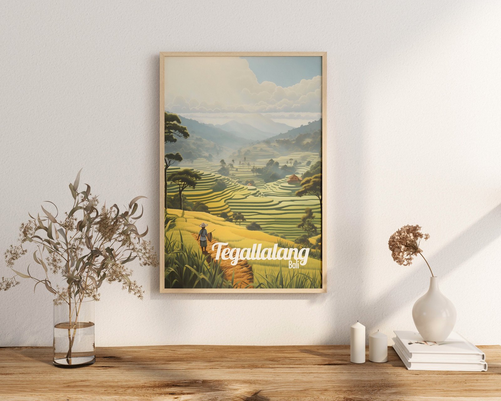 Poster Tegallalang print Bali Indonesia Travel Poster Scenic Rice Terraces Art Print Cultural Heritage Wall Decor Gifts