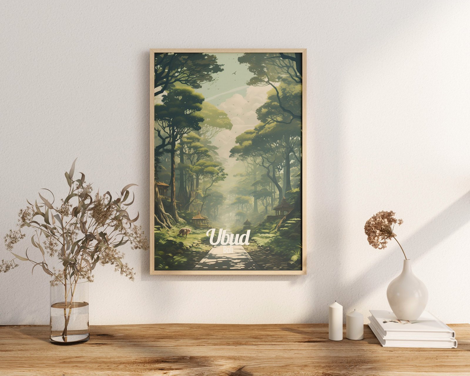 Poster Ubud print Bali Indonesia Travel Poster Scenic Rice Terraces Art Print Cultural Heritage Wall Decor Gifts