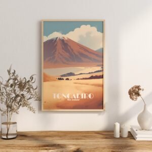 Poster Tongariro print Central North Island New Zealand Travel Poster Scenic Mountain Views Art Print Wall Decor Adventure Gifts
