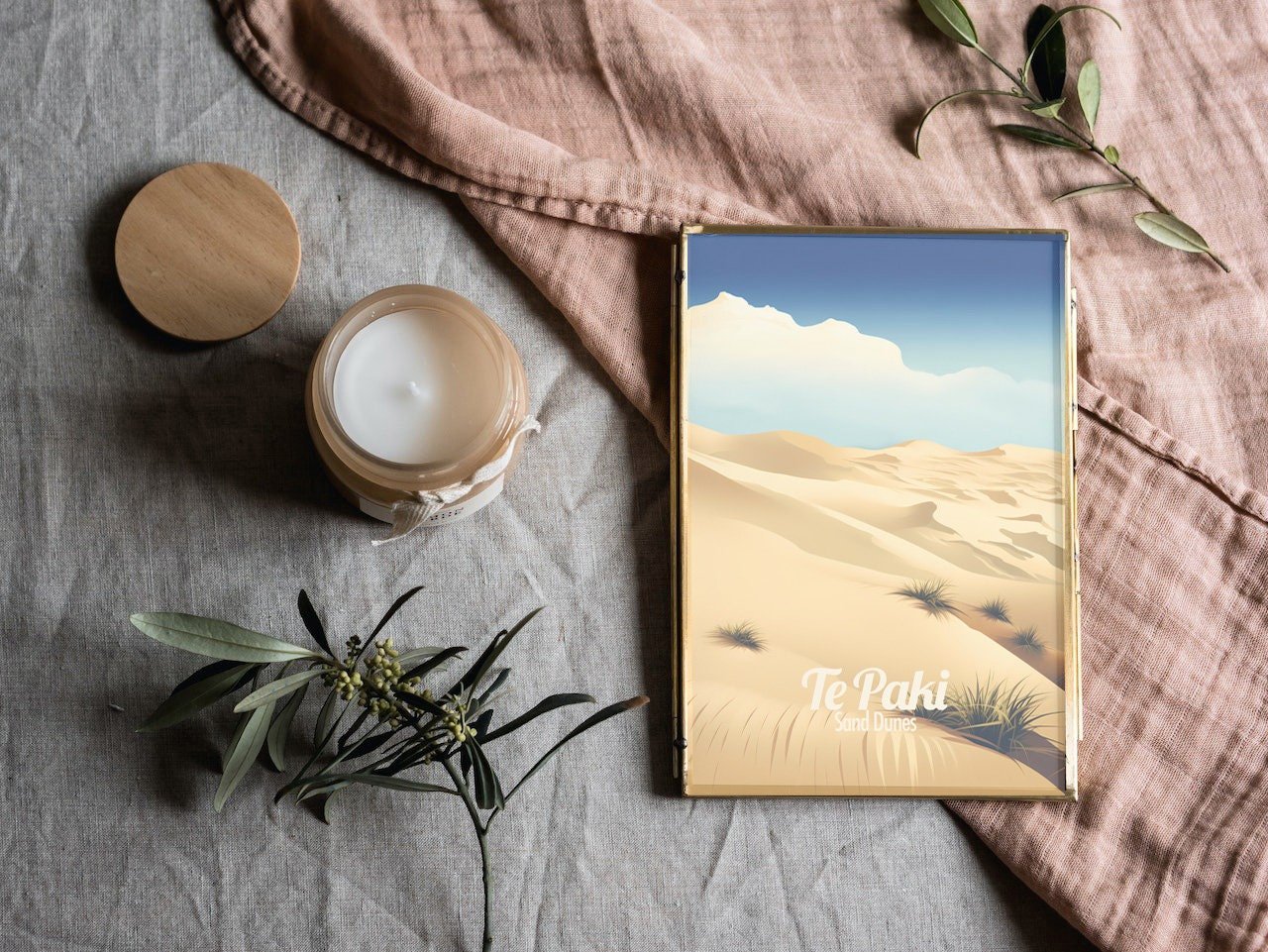 Poster Te Paki Sand Dunes print Northland New Zealand Travel Poster Scenic Coastal Views Art Print Wall Decor Adventure Gifts