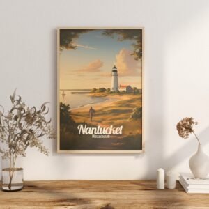 Poster Nantucket print Massachusetts Travel Poster Scenic Coastal Views Art Print Nature Wall Decor Adventure Gifts