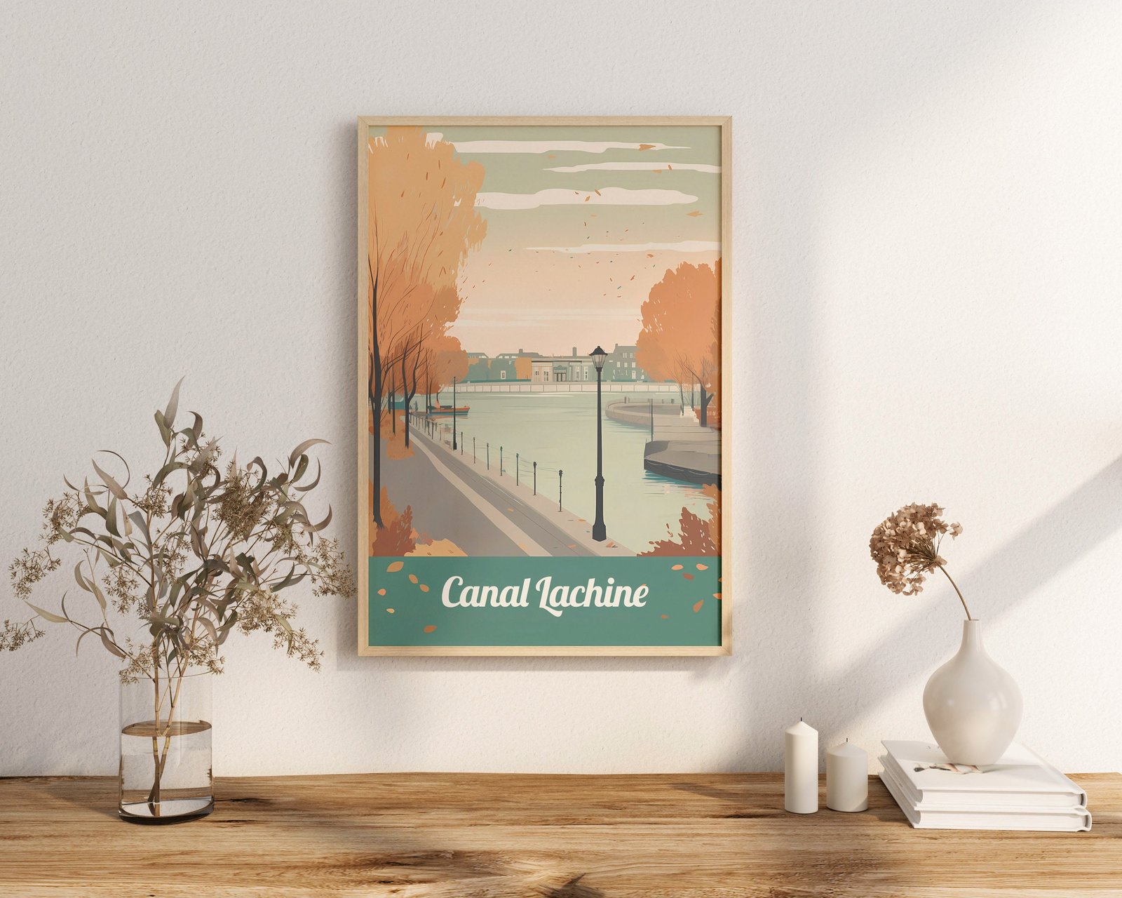 Poster Canal Lachine print Montréal Quebec Travel Poster Scenic Urban Views Art Print Wall Decor River Saint Laurent Griffintown Gifts