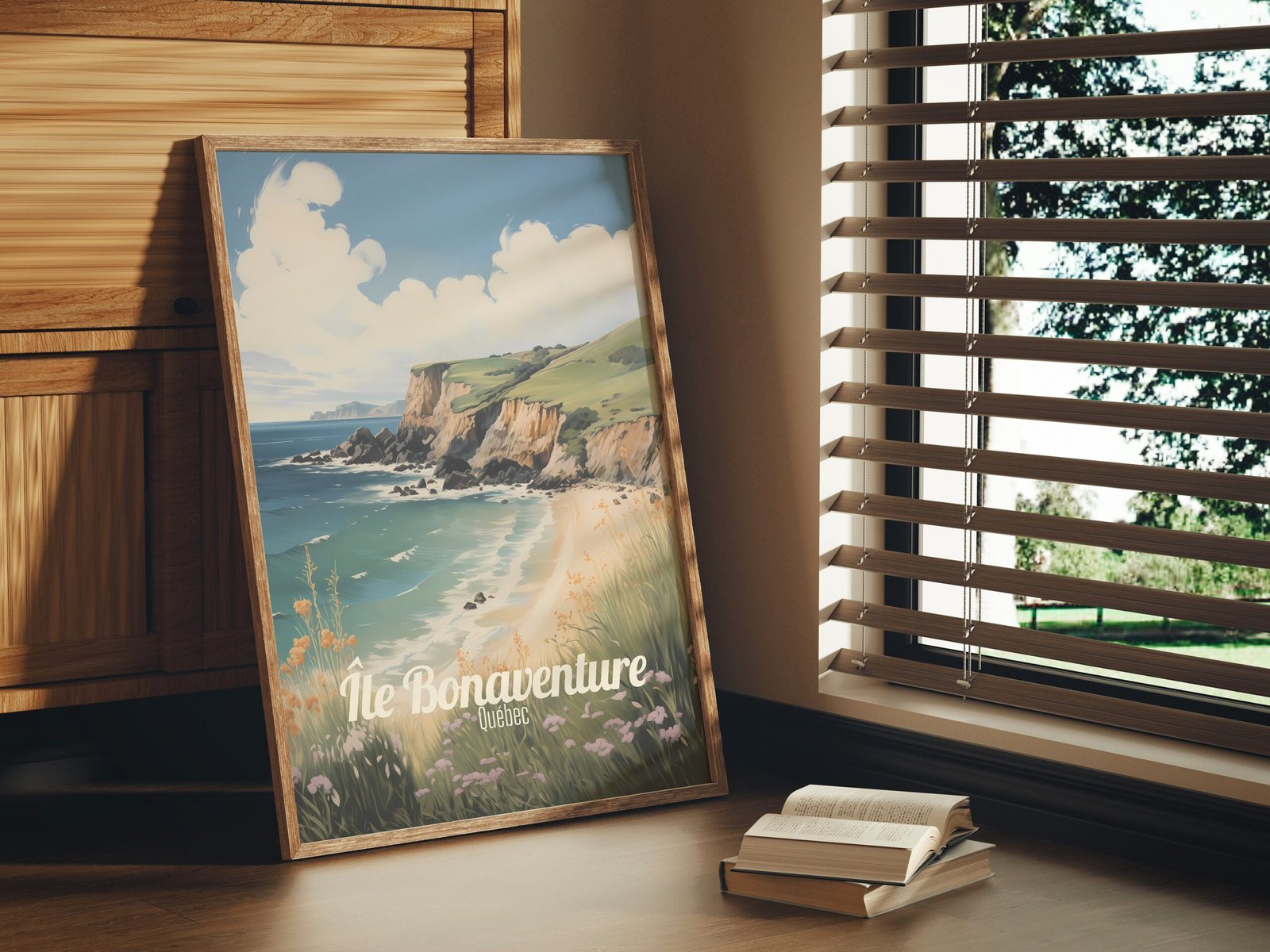 Poster Île Bonaventure print Quebec Travel Poster Scenic Coastal Beauty Art Print Nature Wall Decor Adventure Gifts