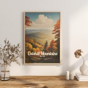 Poster Catskill Mountains print New York Travel Poster Scenic Hiking Art Print Mountain Nature Wall Decor Adventure Gifts
