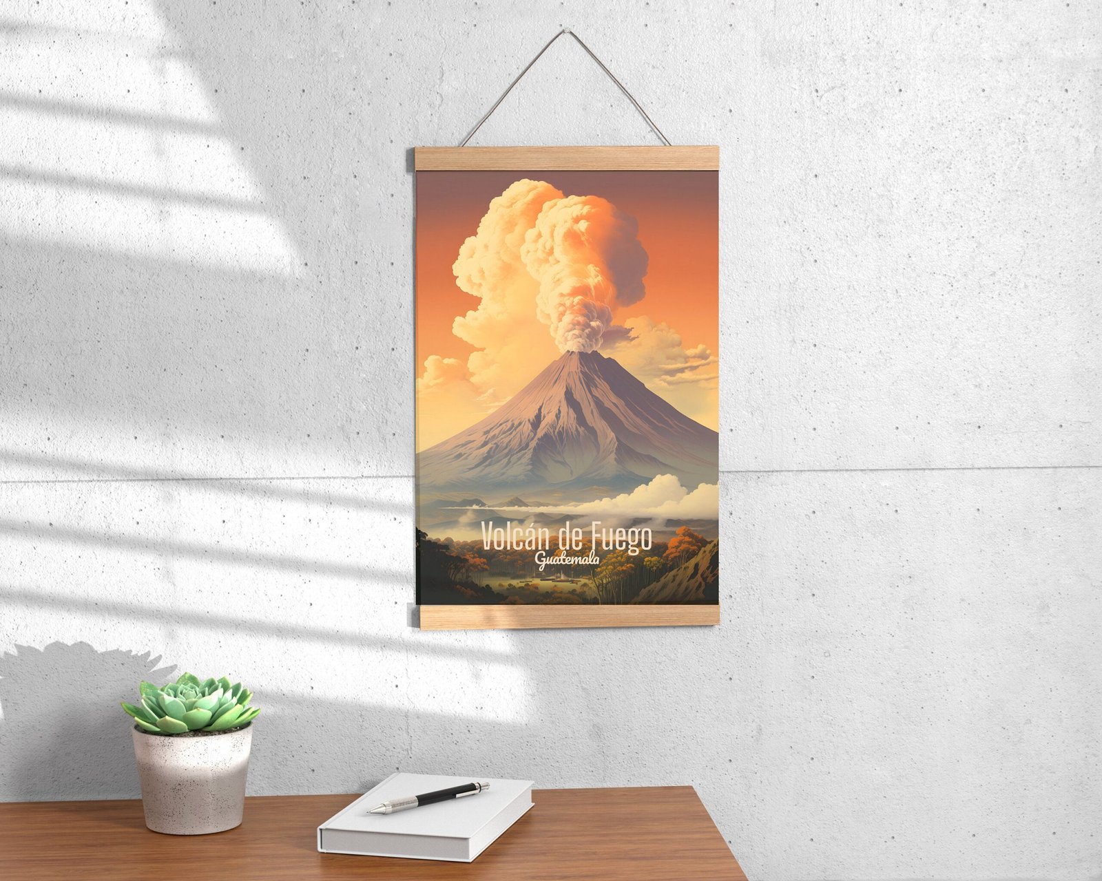 Poster Fuego Volcano print Guatemala Travel Poster Scenic Nature Art Print Volcano Wall Decor Adventure Gifts