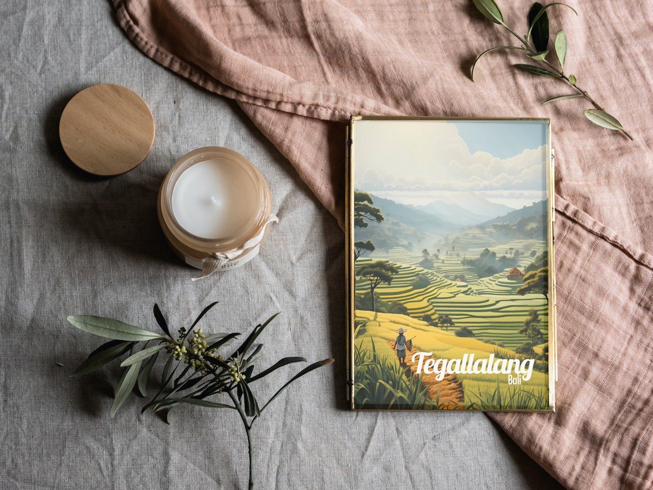 Poster Tegallalang print Bali Indonesia Travel Poster Scenic Rice Terraces Art Print Cultural Heritage Wall Decor Gifts