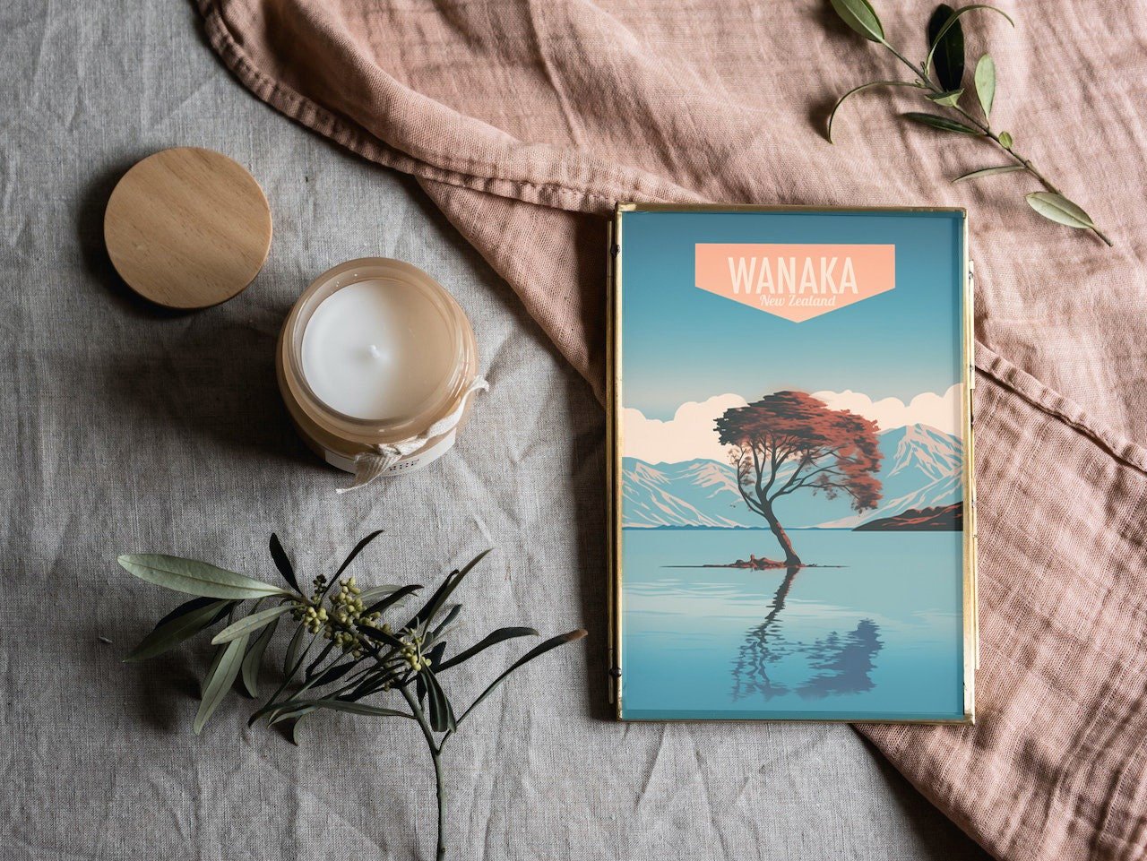 Poster Wanaka Tree print Otago New Zealand Travel Poster Scenic Lake Views Art Print Nature Wall Decor Adventure Gifts
