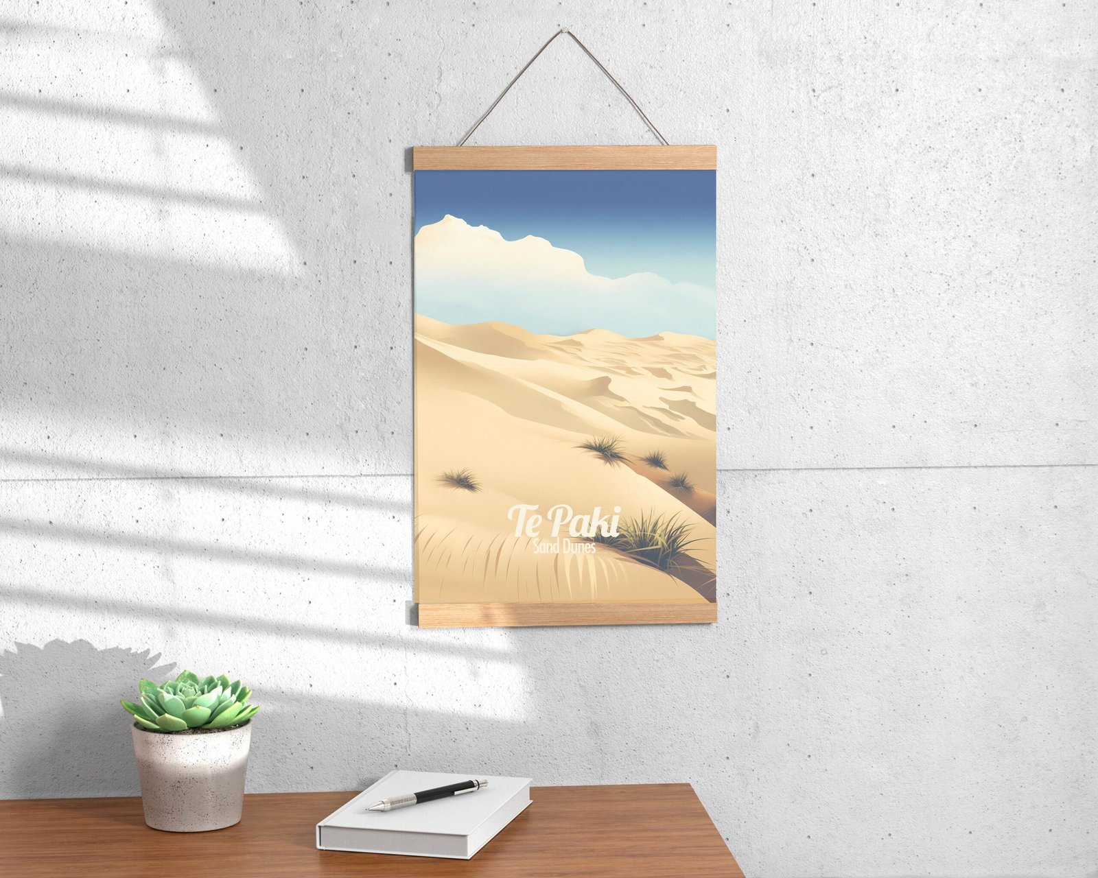 Poster Te Paki Sand Dunes print Northland New Zealand Travel Poster Scenic Coastal Views Art Print Wall Decor Adventure Gifts