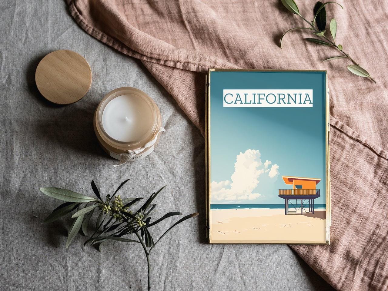 Print California Coast Poster Sunset Waves Wall Decor Coastal Road Trip Pacific Ocean Art Print USA Travel Adventure Surf Beach print States